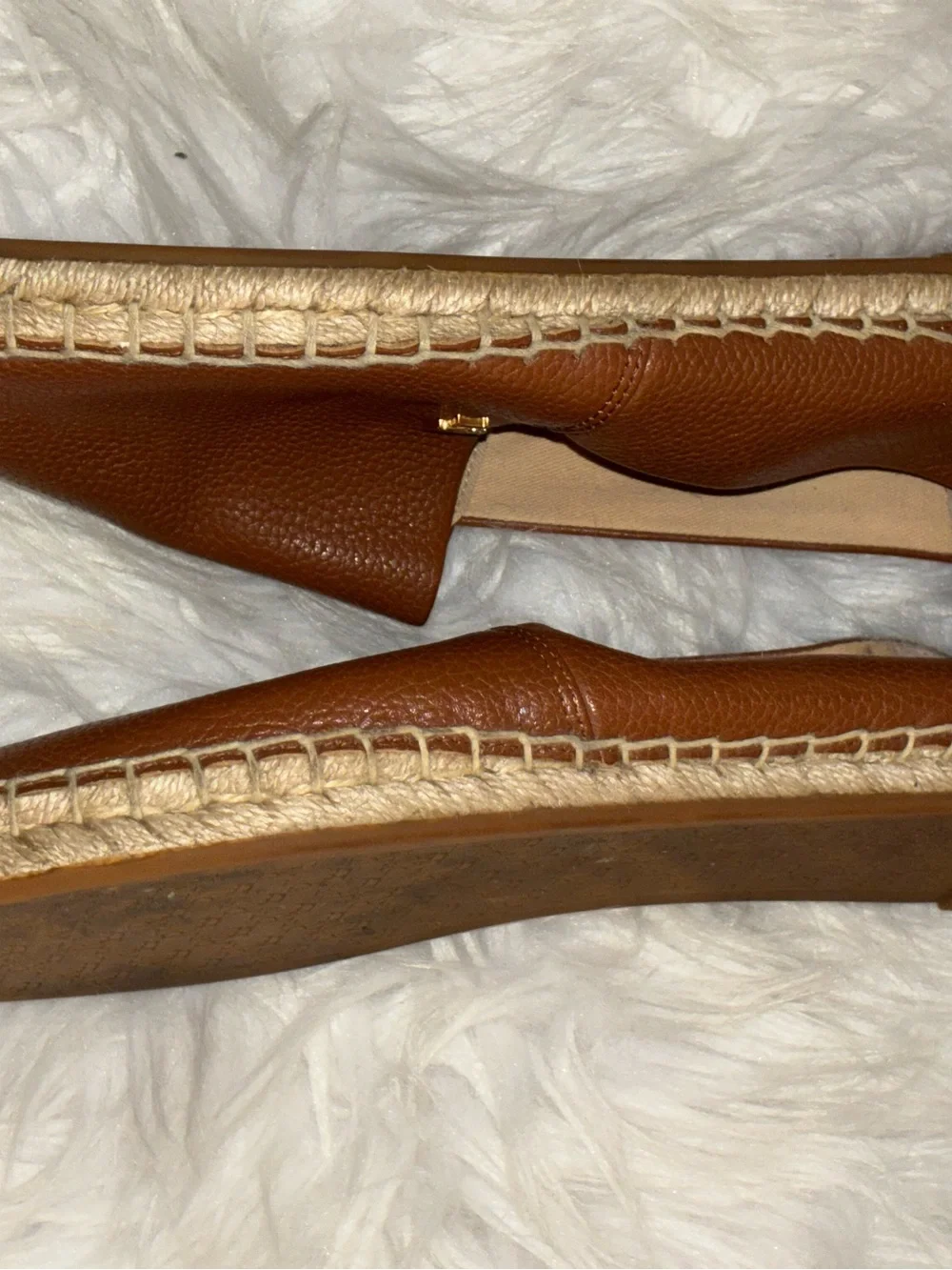 Lauren Ralph Lauren Cameryn espadrille flat in tan tumbled leather Sz 10